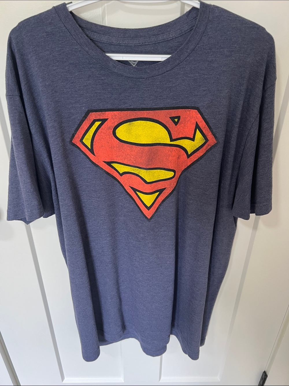 Official DC Comics Superman Logo Graphic Tee | Men’s XL | Navy Heather Blue